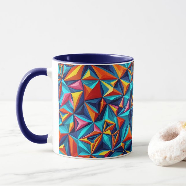 Caneca Padrão digital abstrato geométrico 18 - Mug de caf (Com Donut)