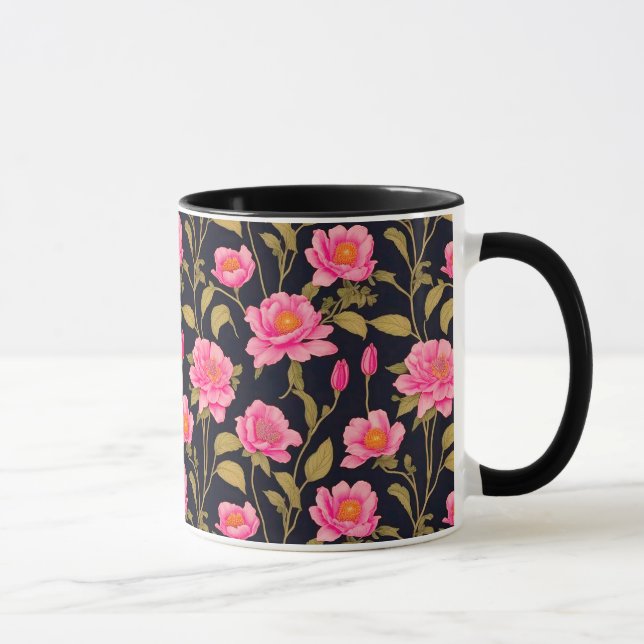 Caneca Padrão digital floral design 24 - Mug de café (Direita)
