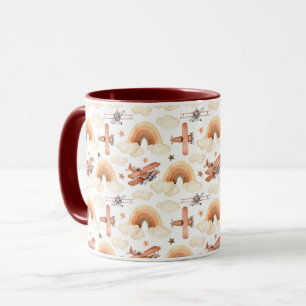 Caneca Padrão do avião arco-íris de cor d'água