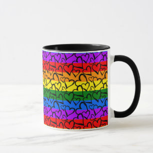 Caneca Padrão do Coração Arco-Íris
