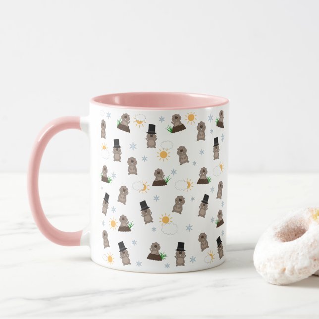 Caneca Padrão do Dia do Groundhog (Com Donut)