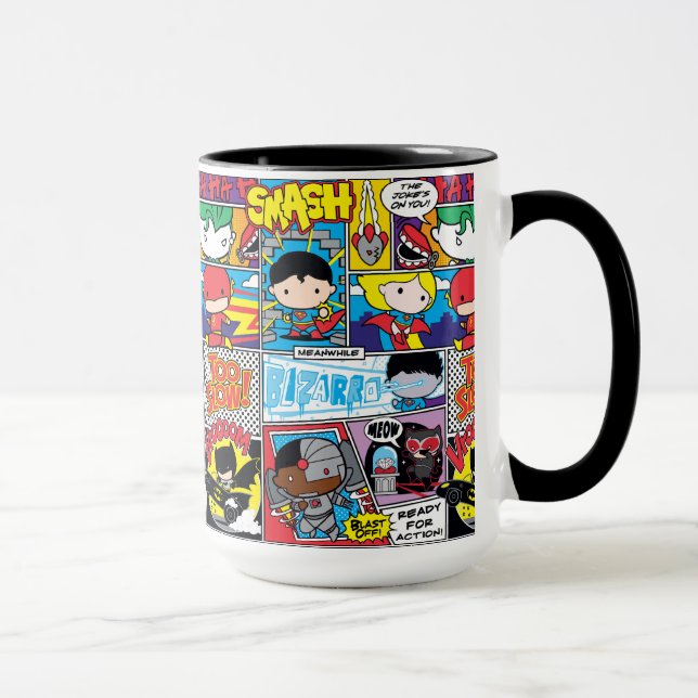 Caneca Padrão do Livro da Liga da Justiça Chibi (Direita)