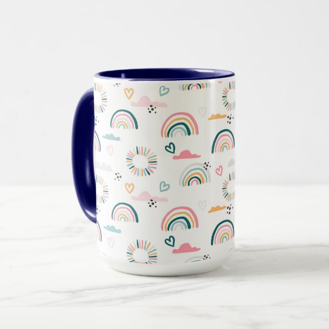 Caneca Padrão do Rainbows e Corações (Frente Esquerda)