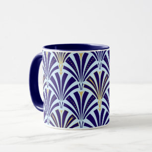Caneca Padrão do ventilador Art Deco - cobalto e azul-céu