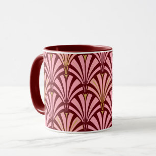 Caneca Padrão do ventilador Art Deco - rosa e marrom