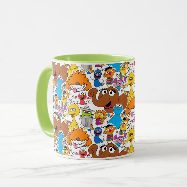 Caneca Padrão Doodley dos Amigos da Rua Sesamo (Frente Esquerda)