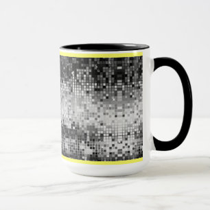 Caneca Padrão dos espelhos do DiscoBall Retro Preto e Bra