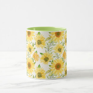 Caneca padrão dos girassóis na moda amarelo