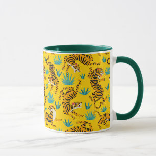 Caneca Padrão Dourado de Tigre Asiático