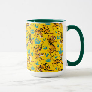 Caneca Padrão Dourado de Tigre Asiático