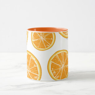 Caneca Padrão em estilo retrô de fatias de laranja.