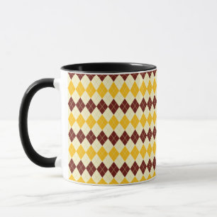 Caneca Padrão Escocês Xadrez Marrom - Amarelo