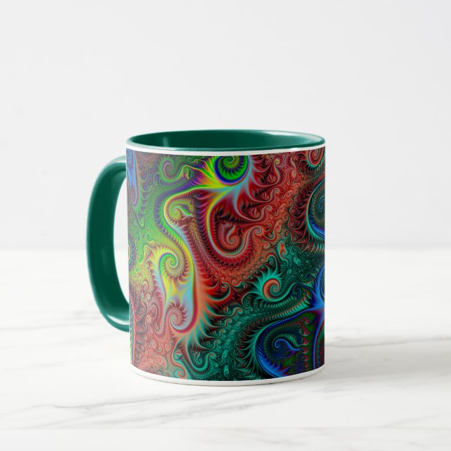 Caneca Padrão Espiral Colorido abstrato (Frente Esquerda)