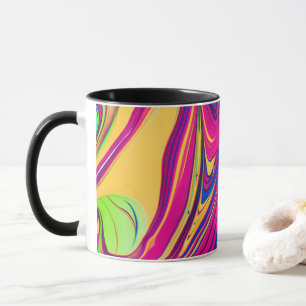 Caneca Padrão Estético de Cores Vibrantes