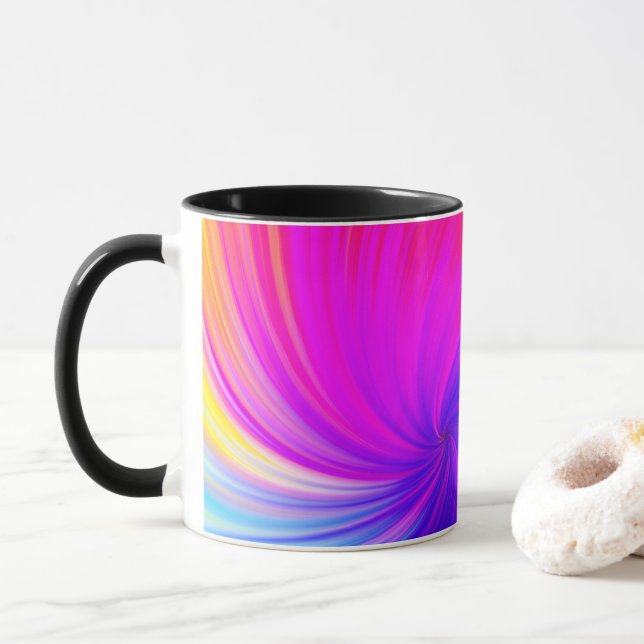 Caneca Padrão Estético de Cores Vibrantes (Com Donut)
