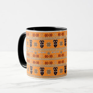 Caneca padrão étnico-africano com símbolos.