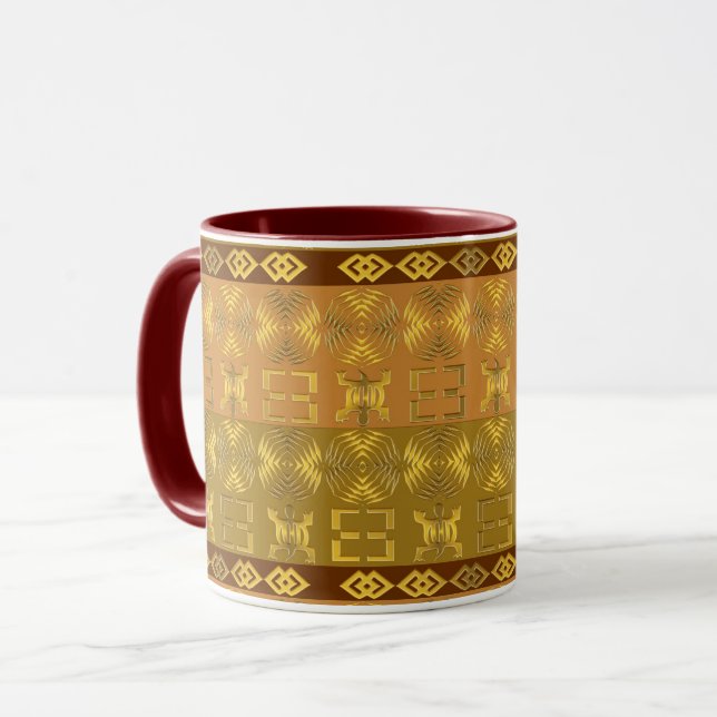 Caneca padrão étnico-africano com símbolos de Adinkra (Frente Esquerda)