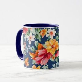 Caneca Padrão Floral Amarelo de Verão