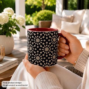 Caneca Padrão Floral Boho Golden Sun Retro