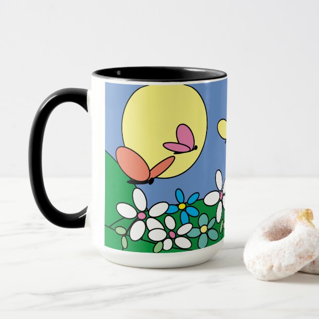 CANECA PADRÃO FLORAL BONITO MODERNO CHIC (Com Donut)