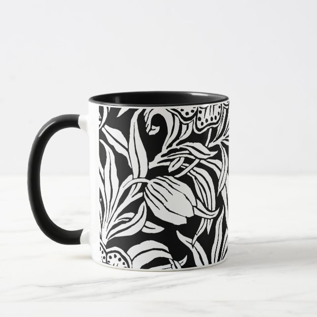 Caneca Padrão Floral Botânico Vintage Art Nouveau (Esquerda)