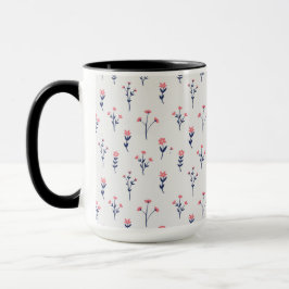Caneca Padrão Floral Botânico Vitoriano Escuro e Sombrio