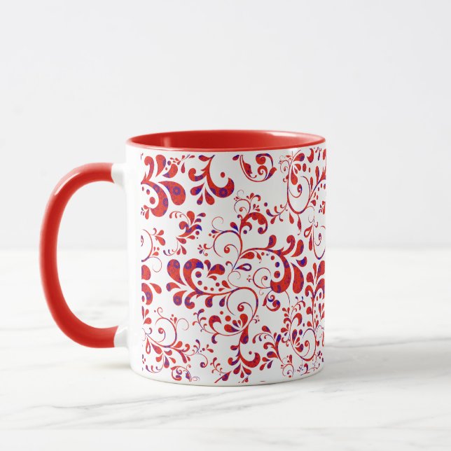 Caneca Padrão floral branco-vermelho-branco-branco (Esquerda)