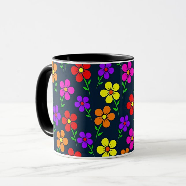 Caneca Padrão Floral Colorido (Frente Esquerda)