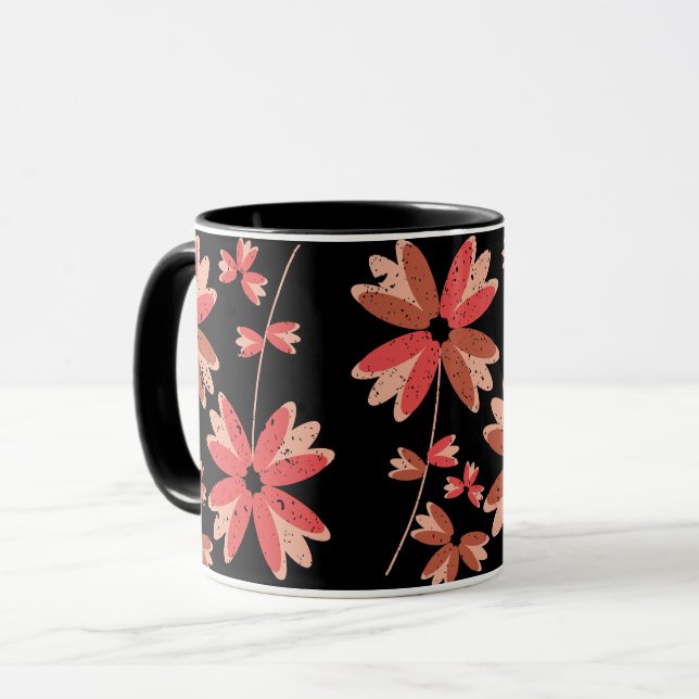 Caneca Padrão Floral Colorido das Flores (Frente Esquerda)