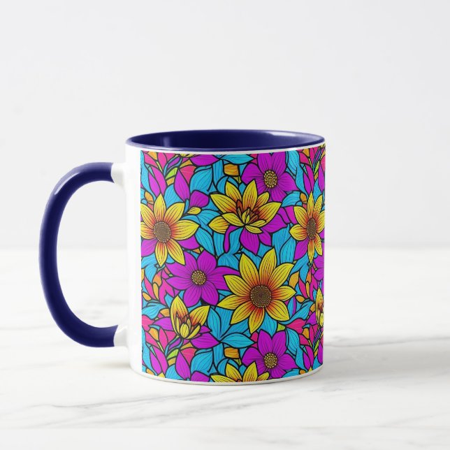 Caneca Padrão floral com abstrato art 10 - Mug (Esquerda)