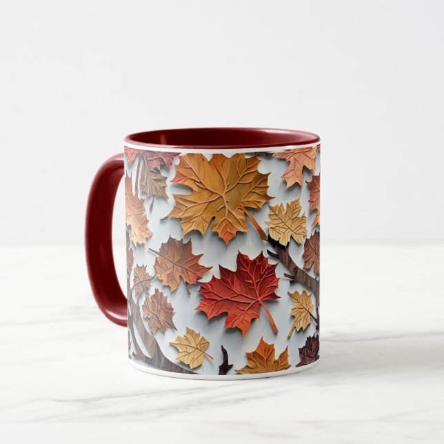 Caneca Padrão floral com folhas caídas 5 - Mug de café (Frente Esquerda)