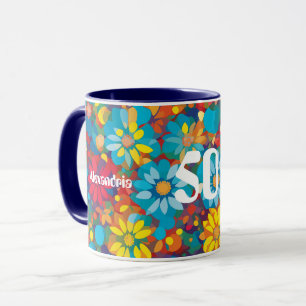 Caneca Padrão Floral Contemporâneo Ousado Margaridas Vibr
