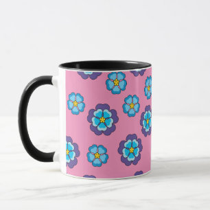 Caneca Padrão Floral Cor-de-Rosa Azul