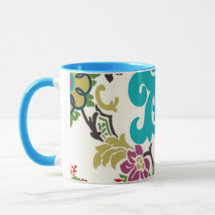 Caneca Padrão Floral Damask Plum Turquoise