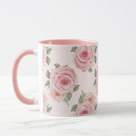 Caneca Padrão floral de colheita floral, cor-de-rosa, ros