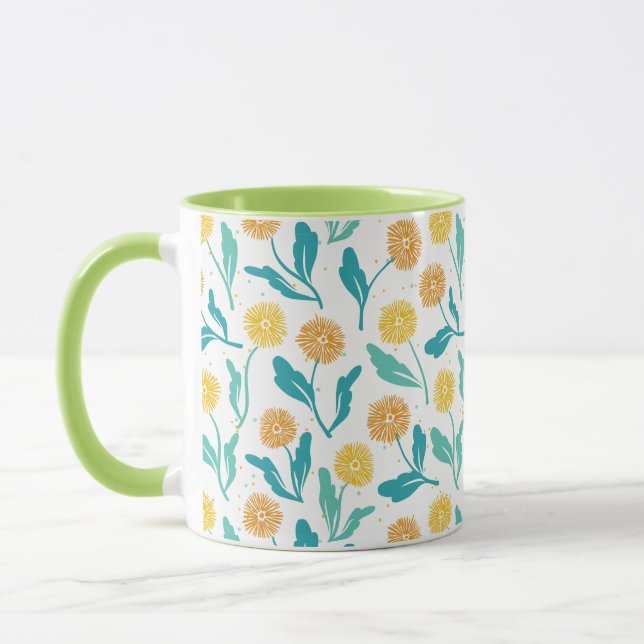 Caneca Padrão Floral de Dandelion Amarelo - Inspirado na  (Esquerda)