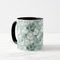 Padrão Floral de Folha Verde Clara Escandinava de 