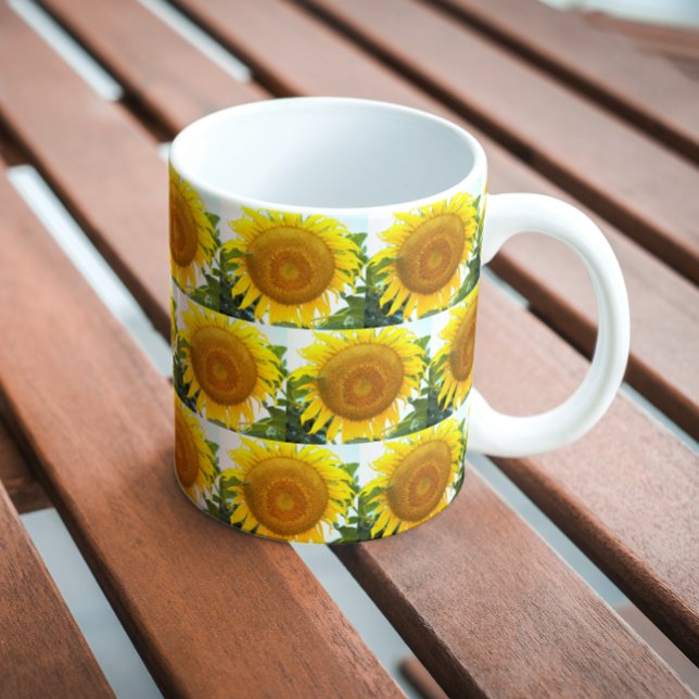Caneca Padrão Floral de Girassol Amarelo Grande (In Situ Bench)
