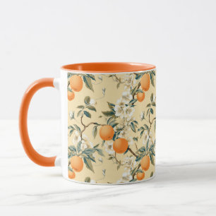 Caneca Padrão Floral De Grove Laranja Inspirado Na Vintag