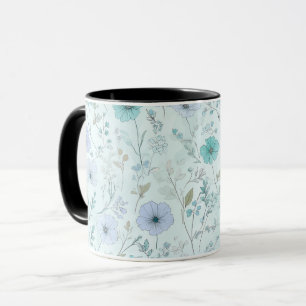 Caneca Padrão Floral de Hortelã Flor de Campo Pastel Deli