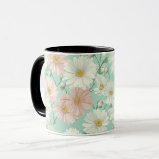 Caneca Padrão Floral de Hortênsia Pastel Cottagecore