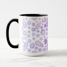 Caneca Padrão Floral Desenhado da lavanda e Monograma