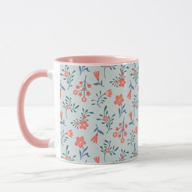 Caneca Padrão Floral do Prado de Coral (Esquerda)