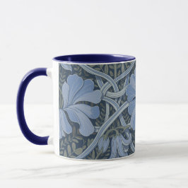 Caneca Padrão Floral Elegante em Aquarela Azul