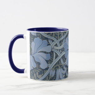 Caneca Padrão Floral Elegante em Aquarela Azul