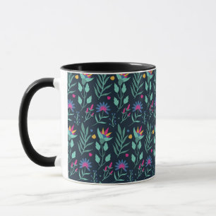 Caneca Padrão Floral Exótico Pintado à Mão-23206