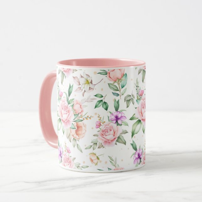 Caneca Padrão Floral Feminino (Frente Esquerda)