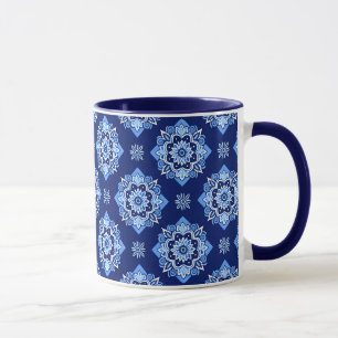 Caneca Padrão Floral Geométrico Boho