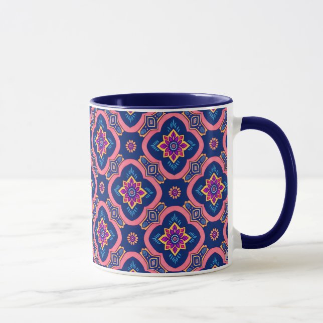 Caneca Padrão Floral Geométrico Boho (Direita)