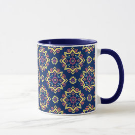 Caneca Padrão Floral Geométrico Boho